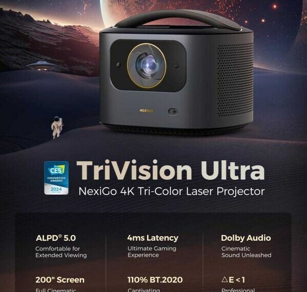 TriVision Ultra 4K Smart Projector has been honored with the "Innovation Award for Computer Peripherals and Accessories" at CES 2024