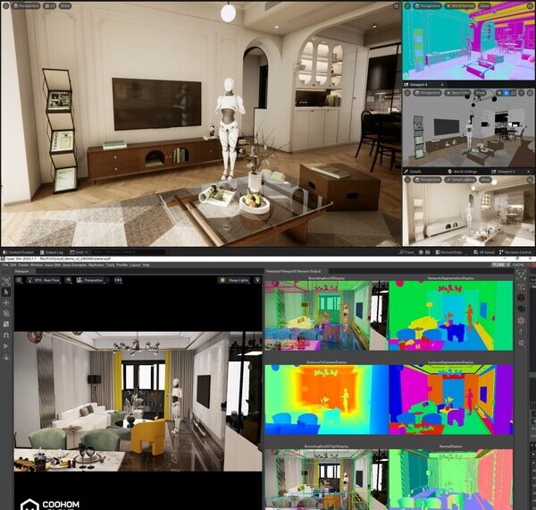 Coohom Cloud Interior 3D scene integrated with Unreal Engine and NVIDIA Isaac Sim