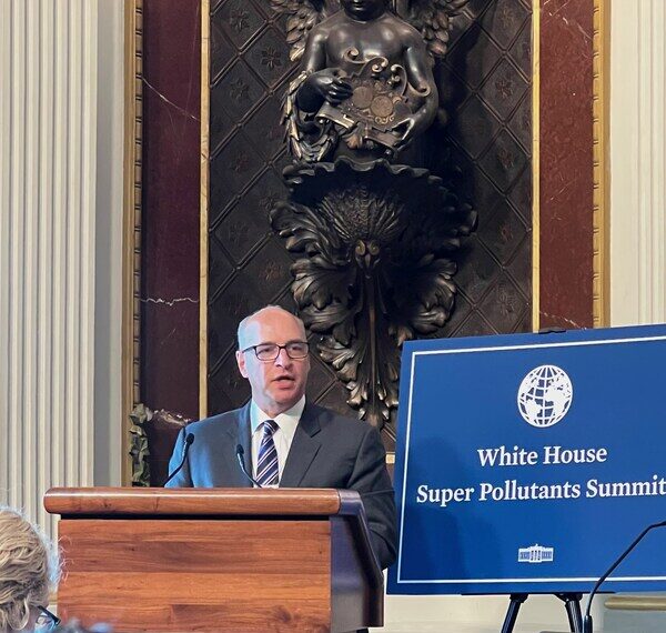 Ascend Performance Materials CEO Phil McDivitt delivering closing remarks at the White House Super Pollutants Summit.