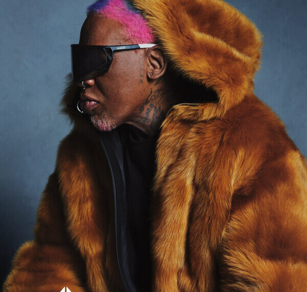 Dennis Rodman showcases Moose Knuckles’ Fall/Winter 2024 outerwear collection shot by Luis Alberto Rodriguez