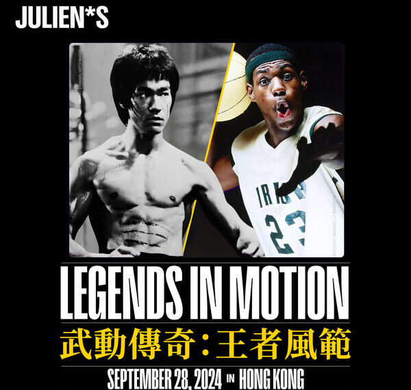 LEGENDS IN MOTION features 40 lots relating to legendary Hollywood and Martial Arts superstar, Bruce Lee. also items from sports icons such as Aaron Judge, Lionel Messi, and Cristiano Ronaldo; as well as from music icons BTS, Michael Jackson, Taylor Swift, Lady Gaga, and The Beatles. Join us online at juliensauctions.com or in person in Hong Kong on September 28, 2024, for a chance to own these one-of-a-kind items in a one-of-a-kind auction.