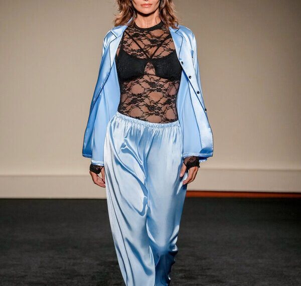 Supermodel Helena Christensen gracing the runway for Ekouaer