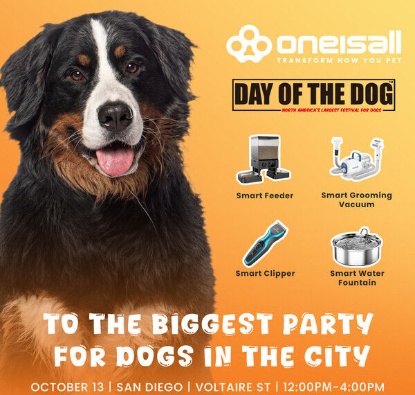 Join Oneisall in San Diego for the Day of the Dog festival on October 13th. Discover smart pet care solutions like the grooming vacuum, smart feeder, and water fountain designed to make caring for your pets easier. Don’t miss hands-on demos and a chance to win a smart pet accessory for your furry friend!